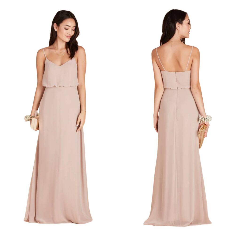 Birdy Grey Gwennie Taupe Chiffon Bridesmaid Maxi Dress Blouson Pockets Medium